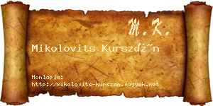 Mikolovits Kurszán névjegykártya